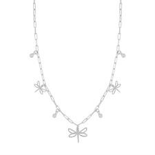 COLLANA OVALINA CON LIBELLULA E ZIRCONI IN ARGENTO 925°/°°