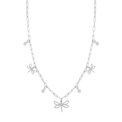 COLLANA OVALINA CON LIBELLULA E ZIRCONI IN ARGENTO 925°/°°