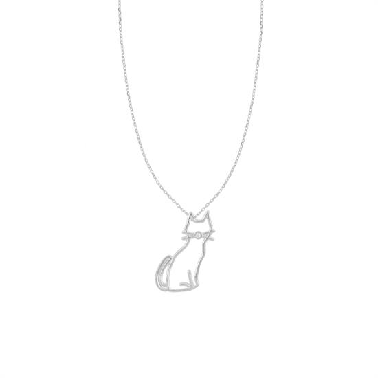 COLLANA CON PENDENTE FILO GATTO IN ARGENTO 925°/°°