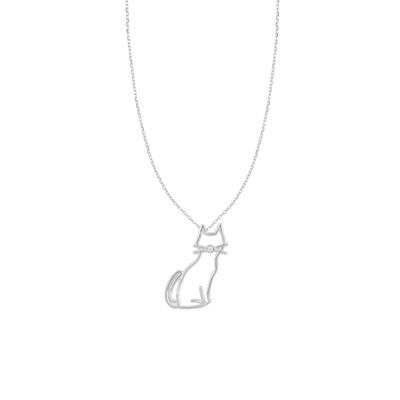 COLLANA CON PENDENTE FILO GATTO IN ARGENTO 925°/°°