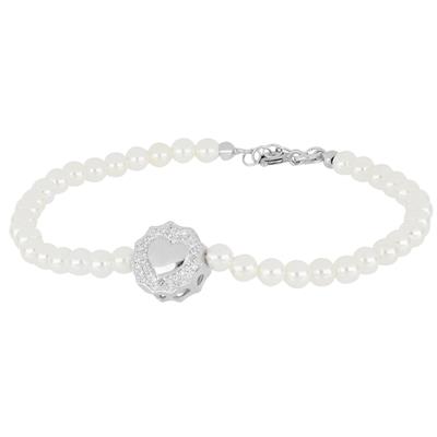 BRACCIALE MOP SMALTATA TONDO ZIRCONATO CUORE ARGENTO 925°/°°