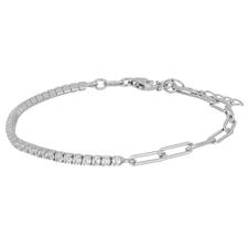 BRACCIALE TENNIS E MAGLIE OVALI ZIRCONI IN ARGENTO 925°/°°