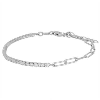 BRACCIALE TENNIS E MAGLIE OVALI ZIRCONI IN ARGENTO 925°/°°