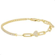 BRACCIALE TENNIS E MAGLIE OVALI CON CUORE ZK IN ARGENTO 925°/°°