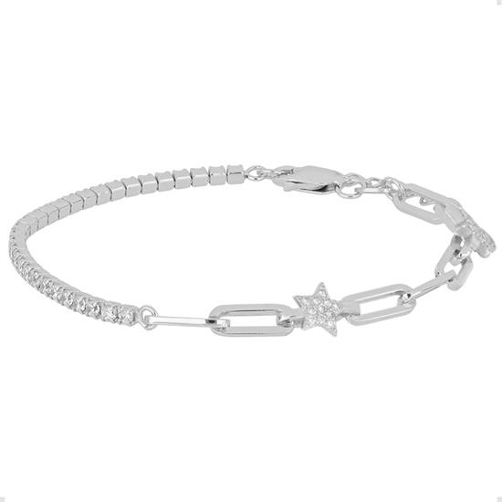 BRACCIALE TENNIS E MAGLIE OVALI CON STELLA ZK IN ARGENTO 925°/°°