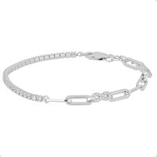 BRACCIALE TENNIS E MAGLIE OVALI CON INFINITO ZK IN ARGENTO 925°/°°