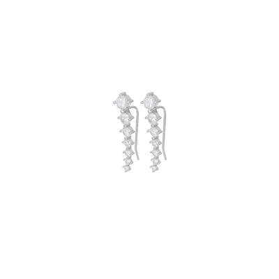 ORECCHINO EARCUFF ZIRCONI 4 GRIFFE SCALARI IN ARGENTO 925°/°°