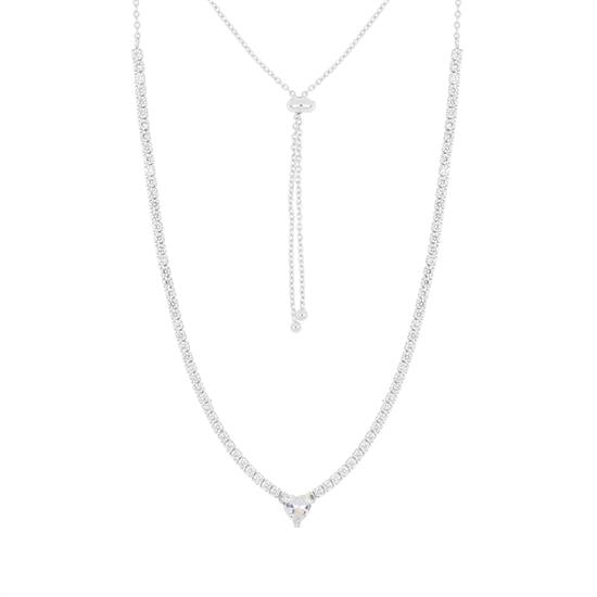 COLLANA TENNIS SCORSOIO CON CUORE ZIRCONATO IN ARGENTO 925°/°°