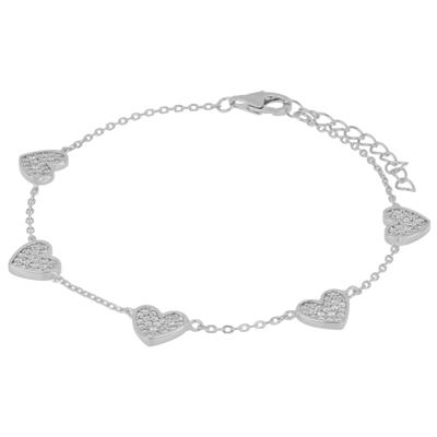 BRACCIALE CINQUE CUORI ZIRCONATI IN ARGENTO 925°/°°