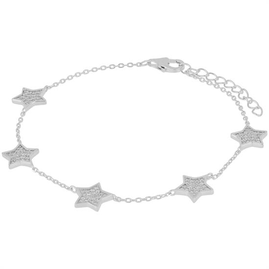 BRACCIALE CINQUE STELLE ZIRCONATE IN ARGENTO 925°/°°