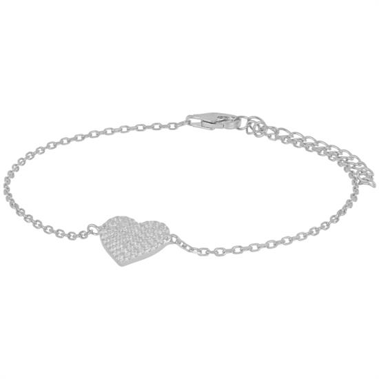 BRACCIALE CUORE ZIRCONATO IN ARGENTO 925°/°°