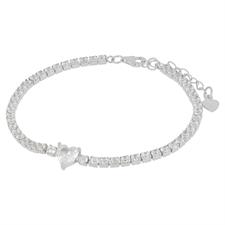 BRACCIALE TENNIS CON CUORE ZIRCONATO IN ARGENTO 925°/°°