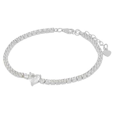 BRACCIALE TENNIS CON CUORE ZIRCONATO IN ARGENTO 925°/°°