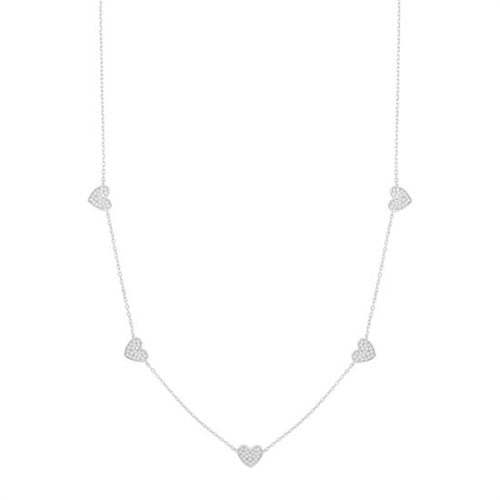 COLLANA CINQUE CUORI ZIRCONATI IN ARGENTO 925°/°°