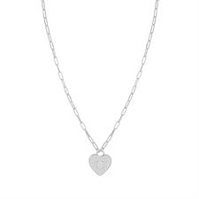 COLLANA CUORE ZIRCONATO E CATENA OVALINA IN ARGENTO 925°/°°