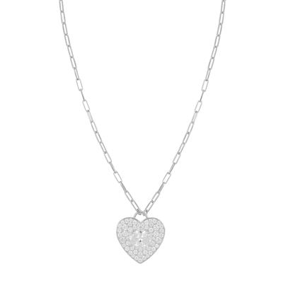 COLLANA CUORE BIG ZIRCONATO E CATENA OVALINA IN ARGENTO 925°/°°