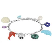 BRACCIALE SOGGETTI P.DURA E CAMPANELLA STELLA ZK ARGENTO 925°/°°