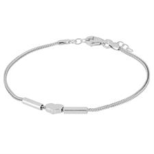 BRACCIALE CODA DI VOLPE CUORE E TUBI IN ARGENTO 925°/°°