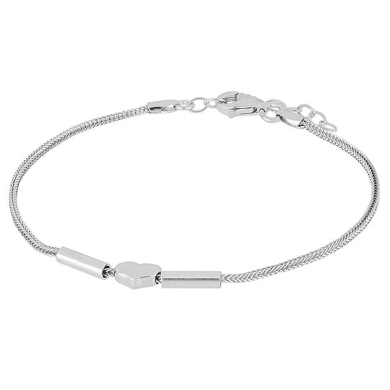 BRACCIALE CODA DI VOLPE CUORE E TUBI IN ARGENTO 925°/°°