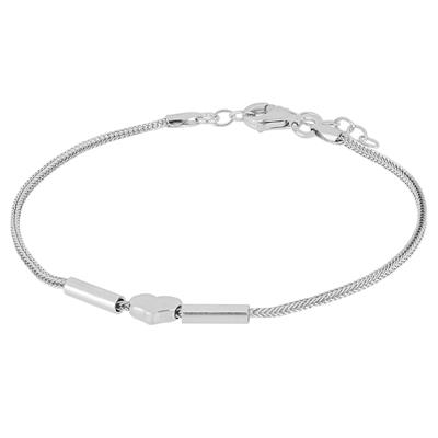 BRACCIALE CODA DI VOLPE CUORE E TUBI IN ARGENTO 925°/°°