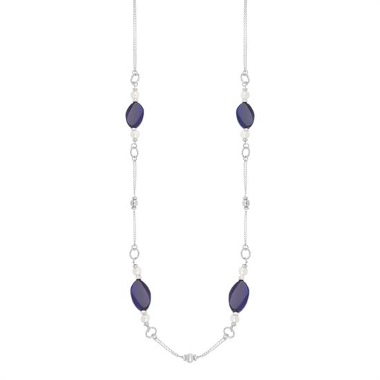 COLLANA PERLE NATURALI AGATA VIOLA IN ARGENTO 925°/°°