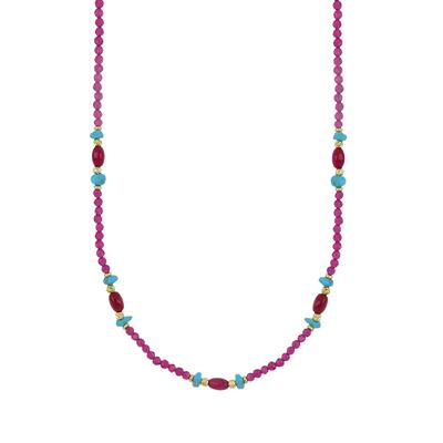 COLLANA SPINELLO FUXIA GIADA PORPORA TURCHESE IN ARGENTO 925°/°°