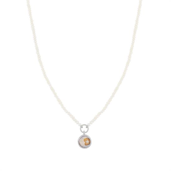 COLLANA MICRO PERLINE E CAMMEO IN ARGENTO 925°/°°