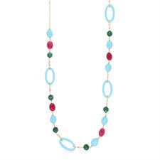 COLLANA TURCHESE MALACHITE E RADICE DI RUBINO IN ARGENTO 925°/°°