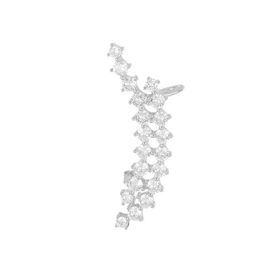 MONO ORECCHINO EARCUFF TONDINI ZIRCONATI IN ARGENTO 925°/°°