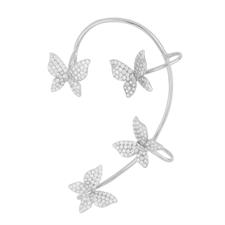 MONO ORECCHINO EARCUFF FARFALLE ZIRCONATE IN ARGENTO 925°/°°