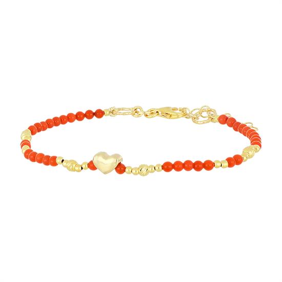 BRACCIALE CON CUORE E CORALLO MM2 IN ARGENTO 925°/°°