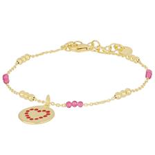 BRACCIALE PIETRINE E TONDINO CON CUORE ZIRCONI IN ARGENTO 925°/°°