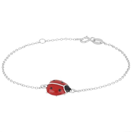 BRACCIALE COCCINELLA SMALTATA IN ARGENTO 925°/°°