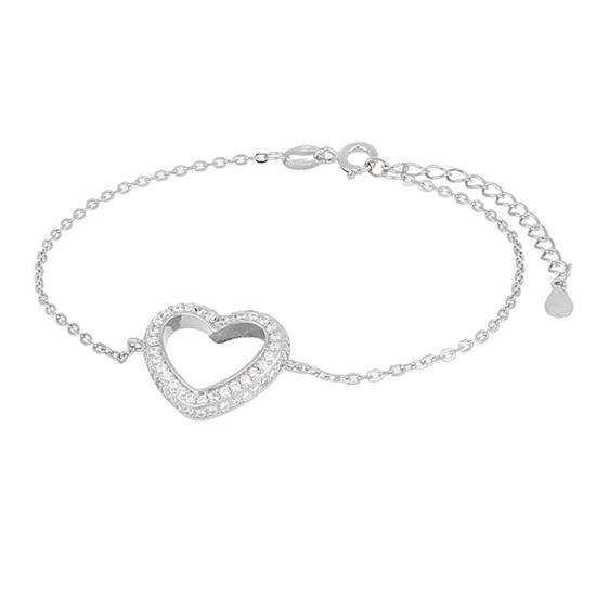 BRACCIALE FORZATINA CUORE DOPPIO GIRO ZIRCONI IN ARGENT0 925°/°°