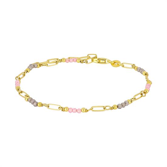 BRACCIALE CATENA OVALINA E SPINELLO IN ARGENTO 925°/°°