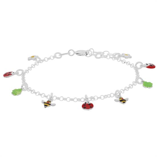 BRACCIALE BIMBO APE COCCINELLA MARGH. QUADRIF IN ARGENTO 925°/°°