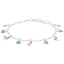 BRACCIALE BIMBO MARGHERITA CUORE FENICOTTERO IN ARGENTO 925°/°°