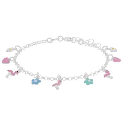 BRACCIALE BIMBO MARGHERITA CUORE FENICOTTERO IN ARGENTO 925°/°°