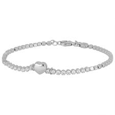 BRACCIALE CUBOTTI E ZIRCONI CON CUORE ACCOP. IN ARGENTO 925°/°°