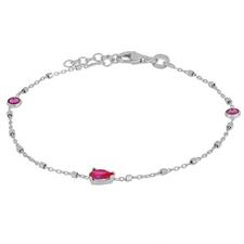 BRACCIALE CATENA CUBOTTI ZIRCONI TONDI E GOCCIA IN ARGENTO 925°/°°