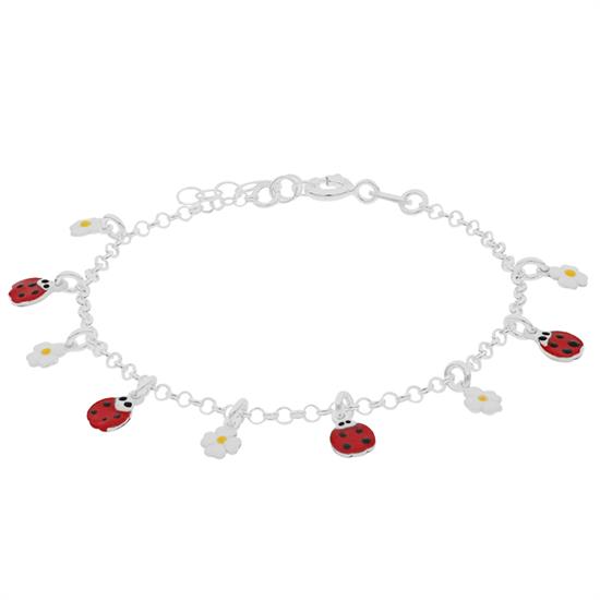 BRACCIALE BIMBO MARGHERITE E COCCINELLE IN ARGENTO 925°/°°