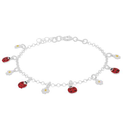 BRACCIALE BIMBO MARGHERITE E COCCINELLE IN ARGENTO 925°/°°