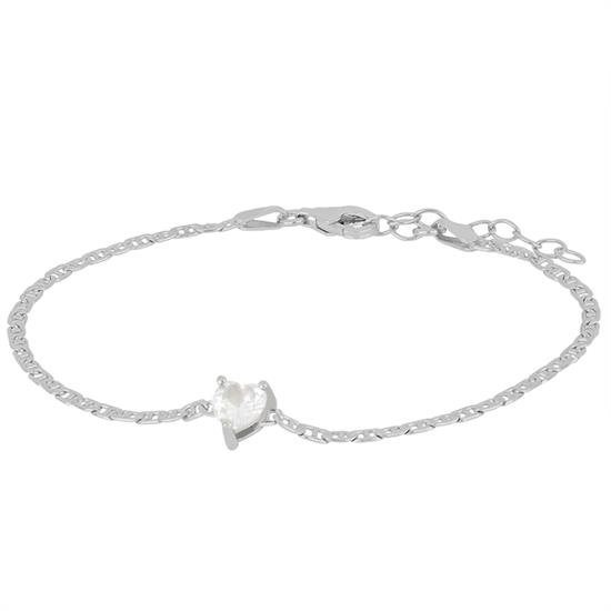 BRACCIALE TRAVERTINA CON CUORE ZIRCONE CENTRALE ARGENTO 925°/°°