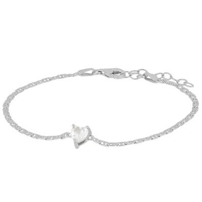 BRACCIALE TRAVERTINA CON CUORE ZIRCONE CENTRALE ARGENTO 925°/°°