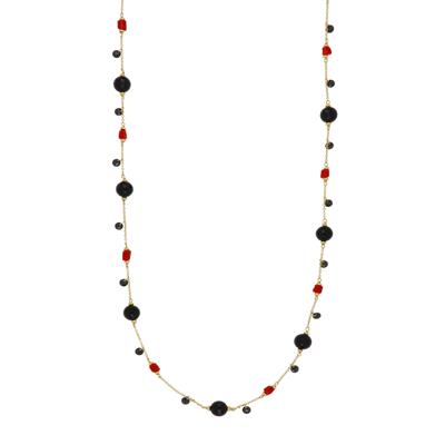 COLLANA CORALLO E PIETRE DURE IN ARGENTO 925°/°°