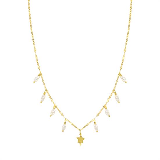 COLLANA OVALINA CON PERLE OVALINE E STELLINA IN ARGENTO 925°/°°