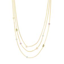 COLLANA TRE FILI ZIRCONI FORME IN ARGENTO 925°/°°