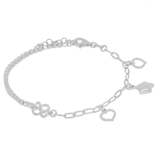 BRACCIALE CUBOTTI OVALINE E INFINITO TRAFORATO IN ARGENTO 925°/°°