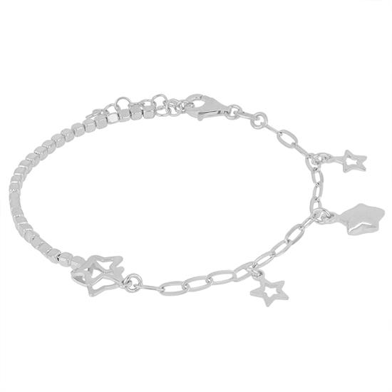 BRACCIALE CUBOTTI OVALINE E STELLE TRAFORATE IN ARGENTO 925°/°°