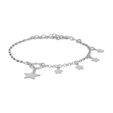 BRACCIALE CATENA CUBOTTI STELLINE MICRO E STELLA IN ARGENTO 925 °/°°